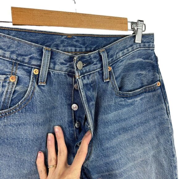 Levi's 501S Skinny Jeans in Old Hangouts Button Fly Denim Size 30 Distressed Mom - Picture 5 of 16